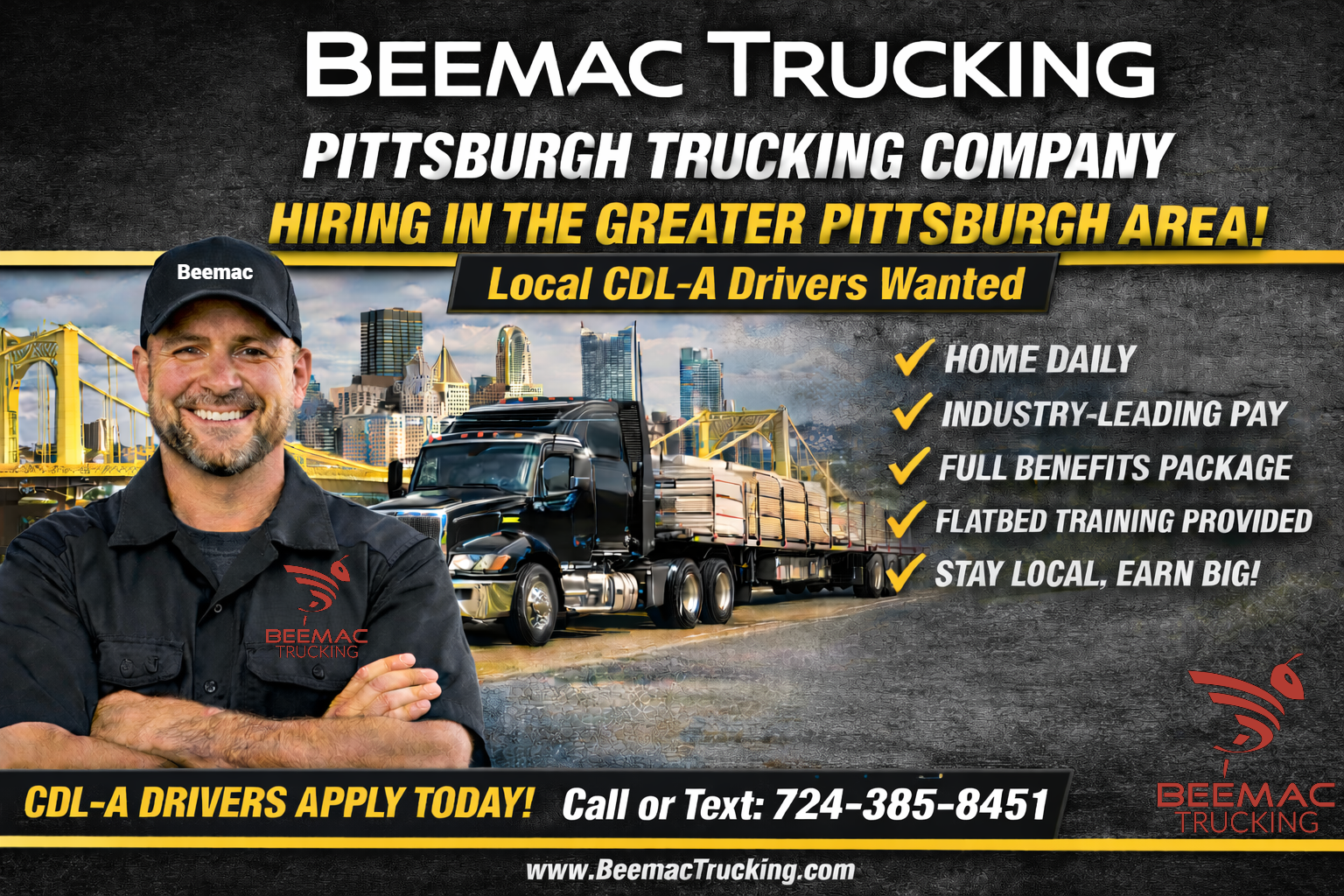 beemac trucking hiring local cdl a drivers beemac trucking pittsburgh hiring cdl drivers