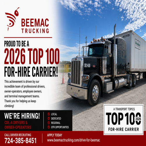 beemac trucking proud 2026 top 100 for hire carrier 750x750